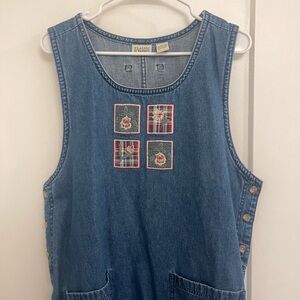Vintage Valentines Denim Patchwork Rose Cottagecore Blue Midi GrandmaCore Dress